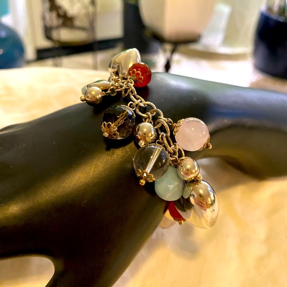 GEMSTONE CHARM BRACELET STERLING SILVER - Picture 2 of 8